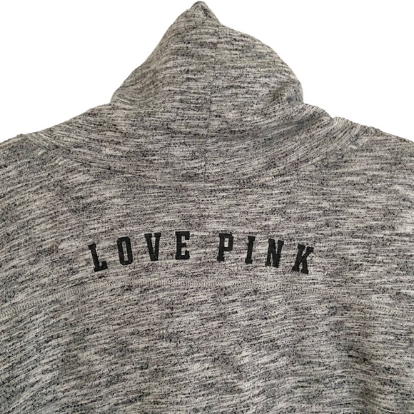 PINK by Victorias Secret XS Funnel Neck Hoodie Pull On Sweatshirt Black White - Picture 4 of 5